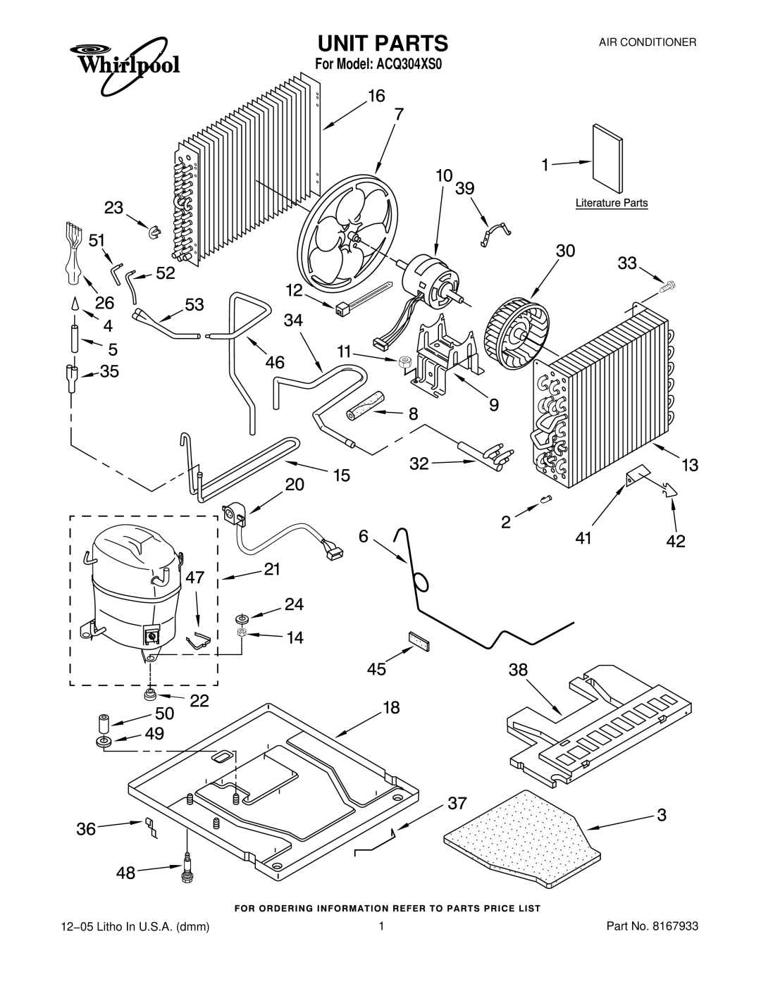 Whirlpool manual Unit Parts, For Model ACQ304XS0 