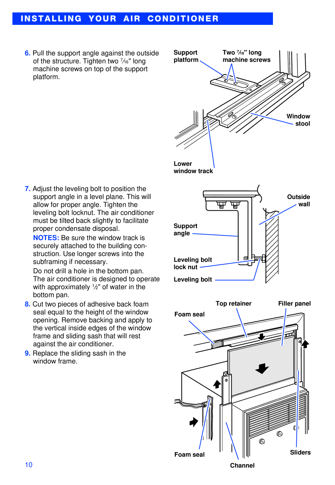 Whirlpool ACS052XH1 warranty Support Two 7⁄16 long Platform 