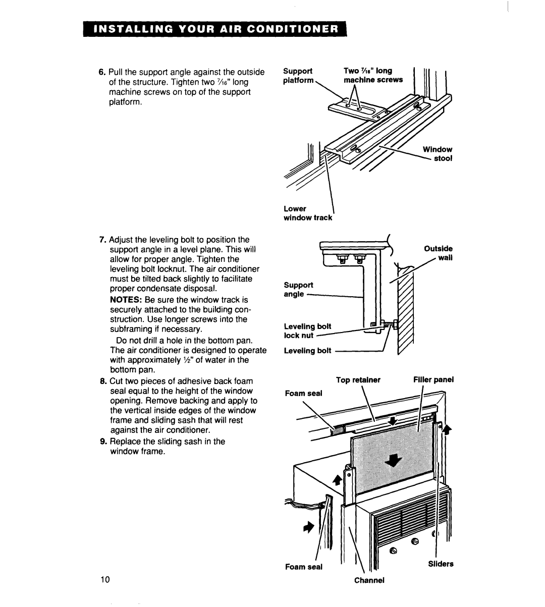 Whirlpool ACS072XE, ACSl02XE warranty Ne screws Window track 