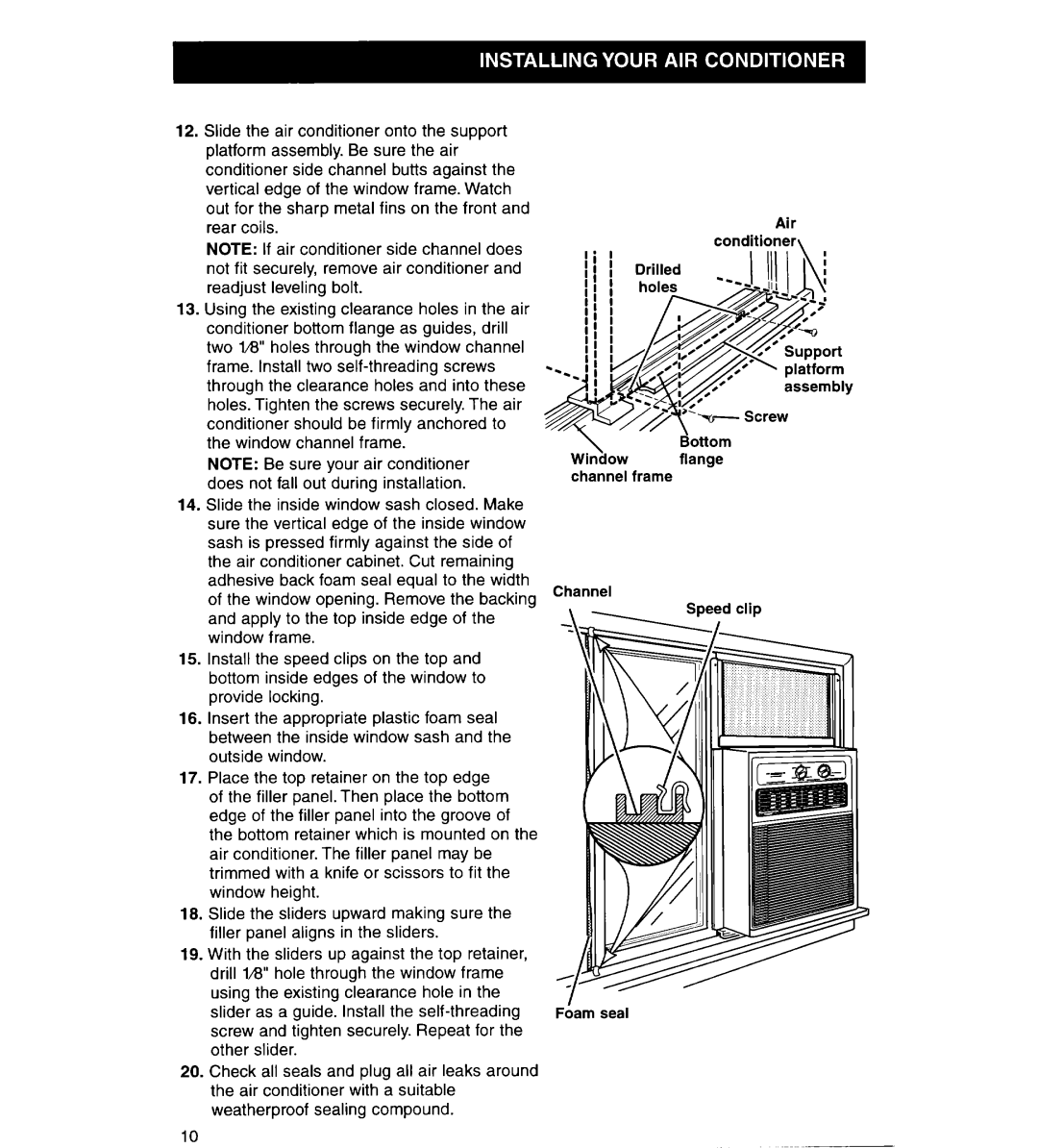 Whirlpool ACS072XG, ACS102XG warranty Air \ gottom Window flange channel frame 