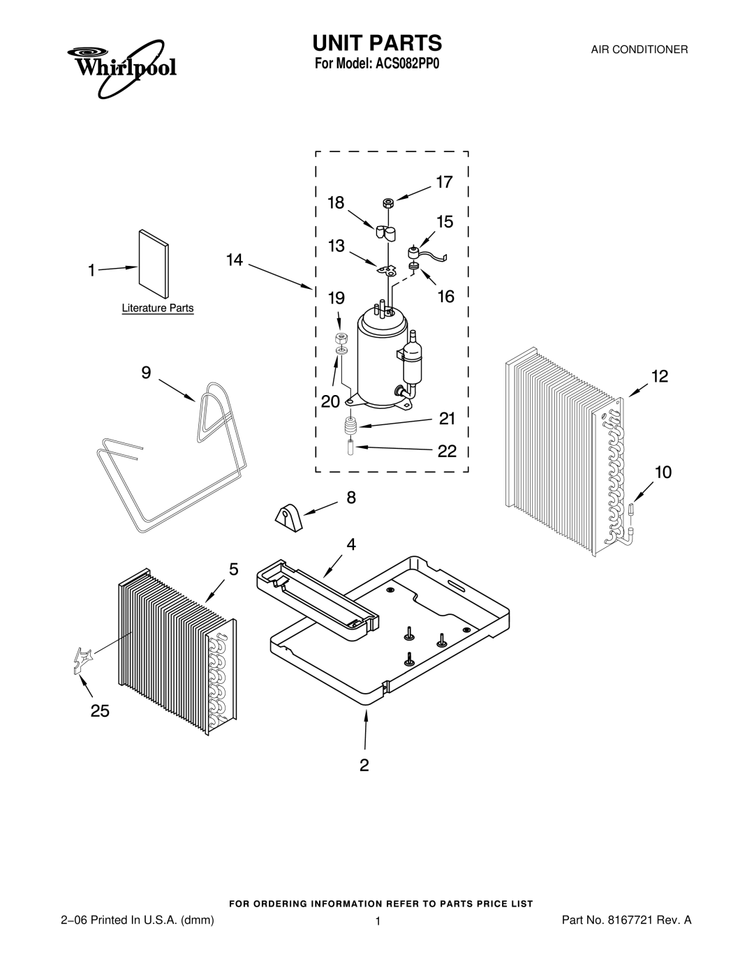 Whirlpool ACS082PP0 manual Unit Parts 