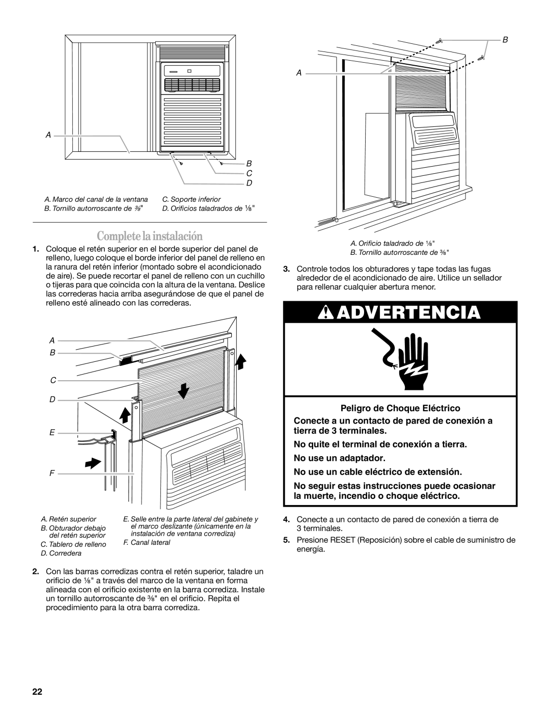 Whirlpool ACS088PR0 manual Completelainstalación 