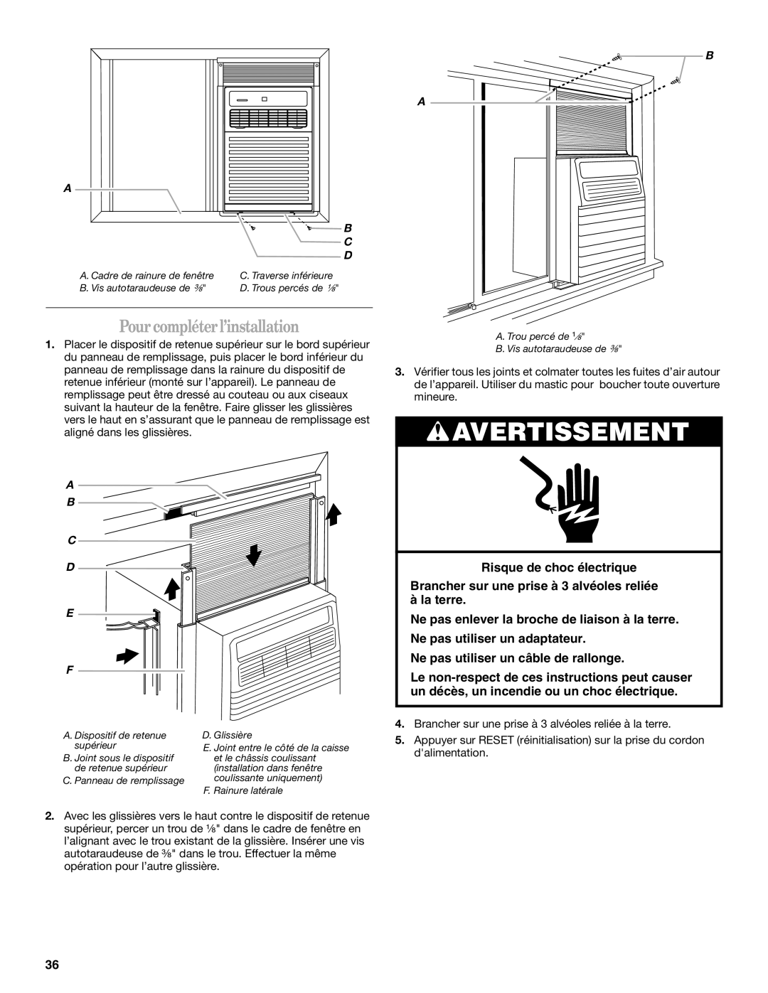 Whirlpool ACS088PR0 manual Pourcompléterl’installation 