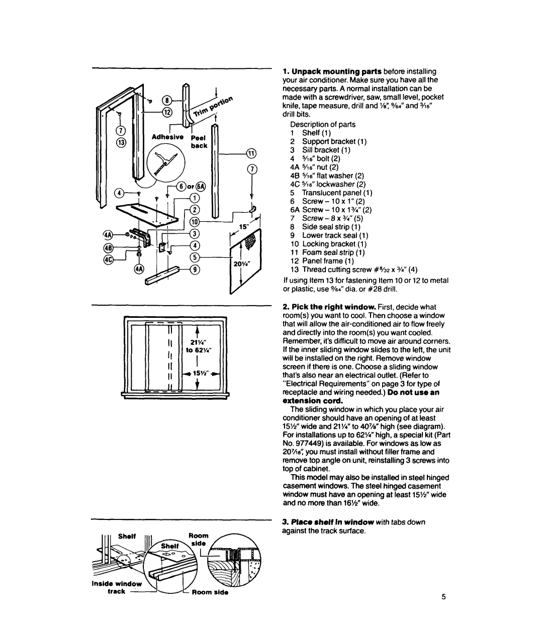 Whirlpool ACSL02XT, ACS602XT, ACS802XV, ACC602XT manual 