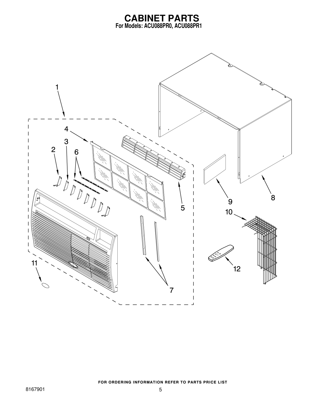 Whirlpool ACU088PR0, ACU088PR1 manual Cabinet Parts 