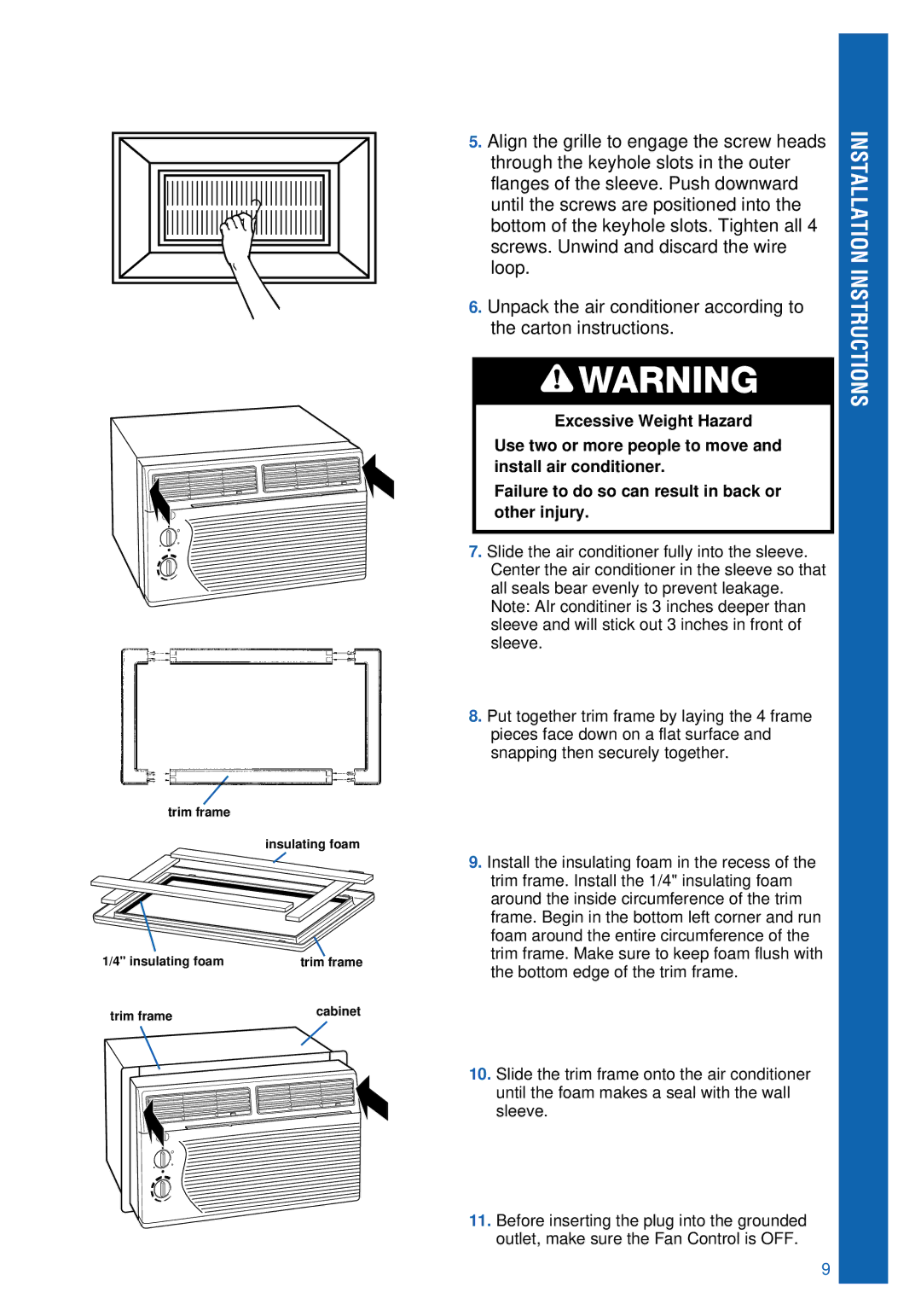 Whirlpool ACU124PK0 installation instructions Installation Instructions 