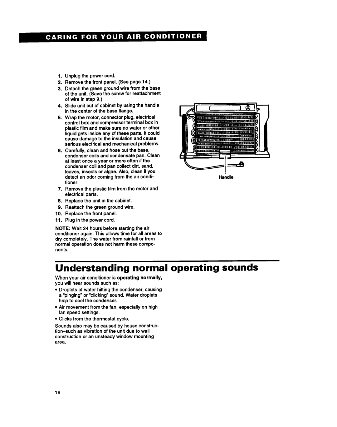 Whirlpool ACXO82XZO warranty Understanding normal operating sounds 