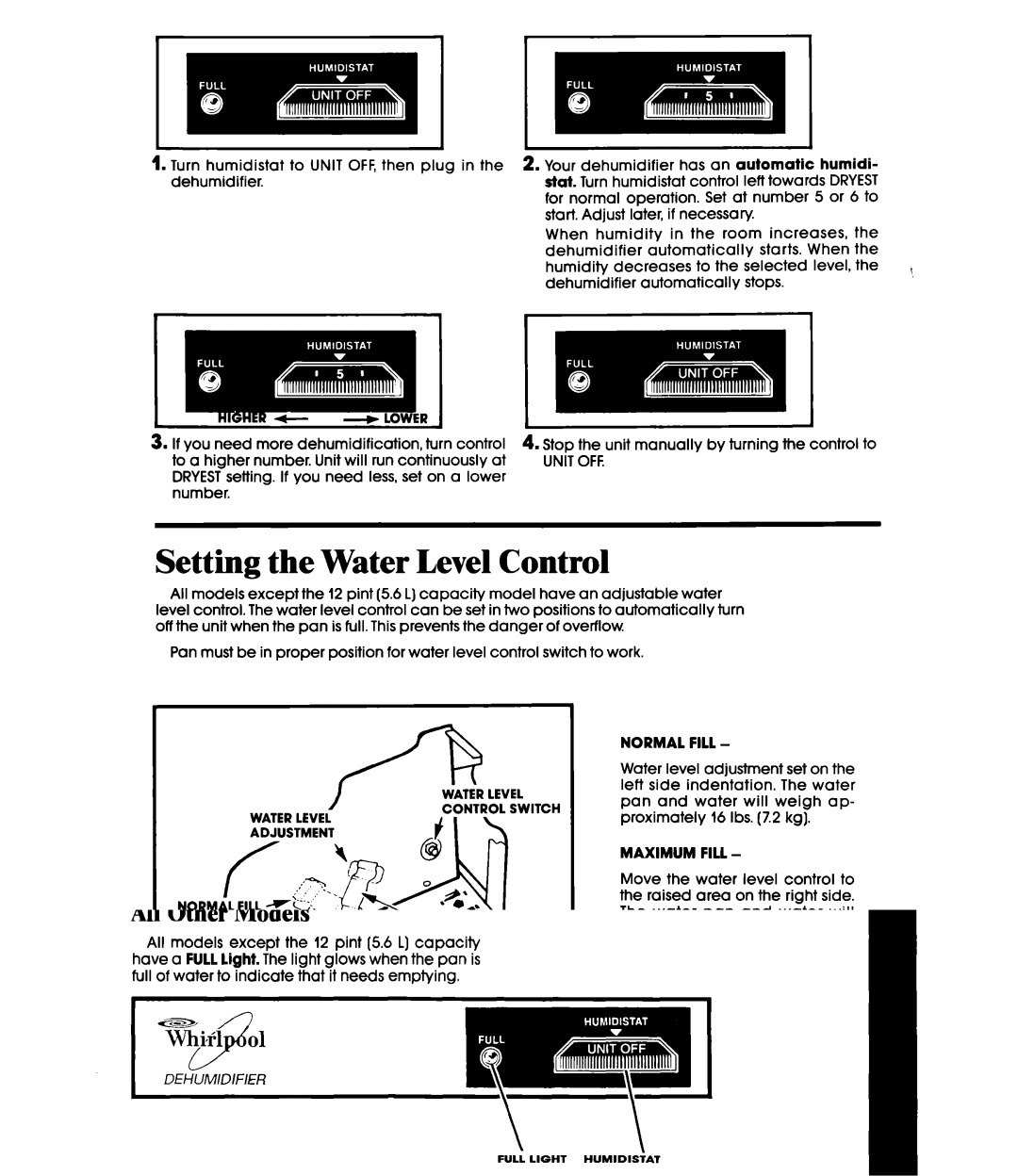 Whirlpool AD0402XM0 manual Setting the Water Level Control 