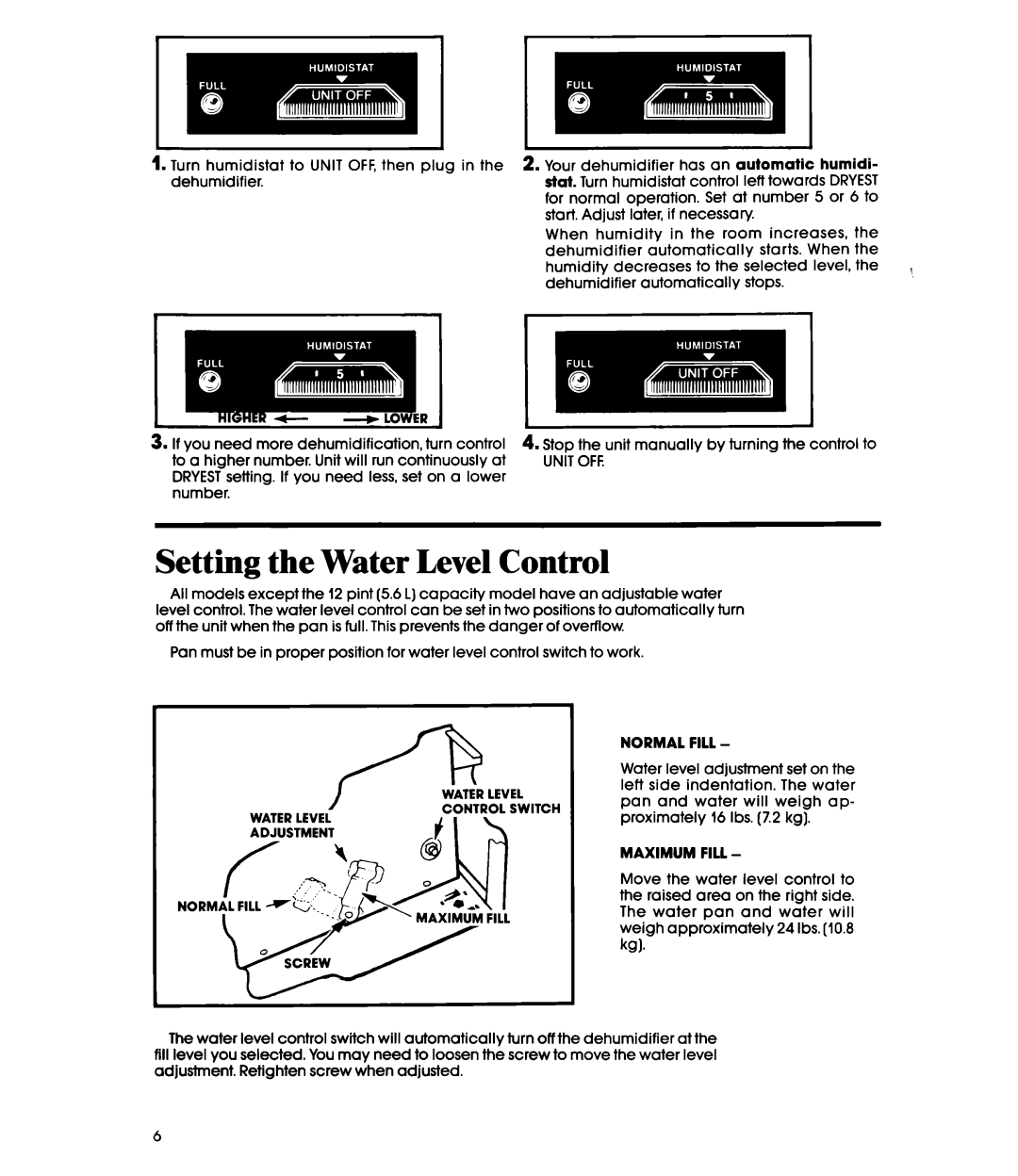 Whirlpool AD0402XM0 manual Setting the Water Level Control 