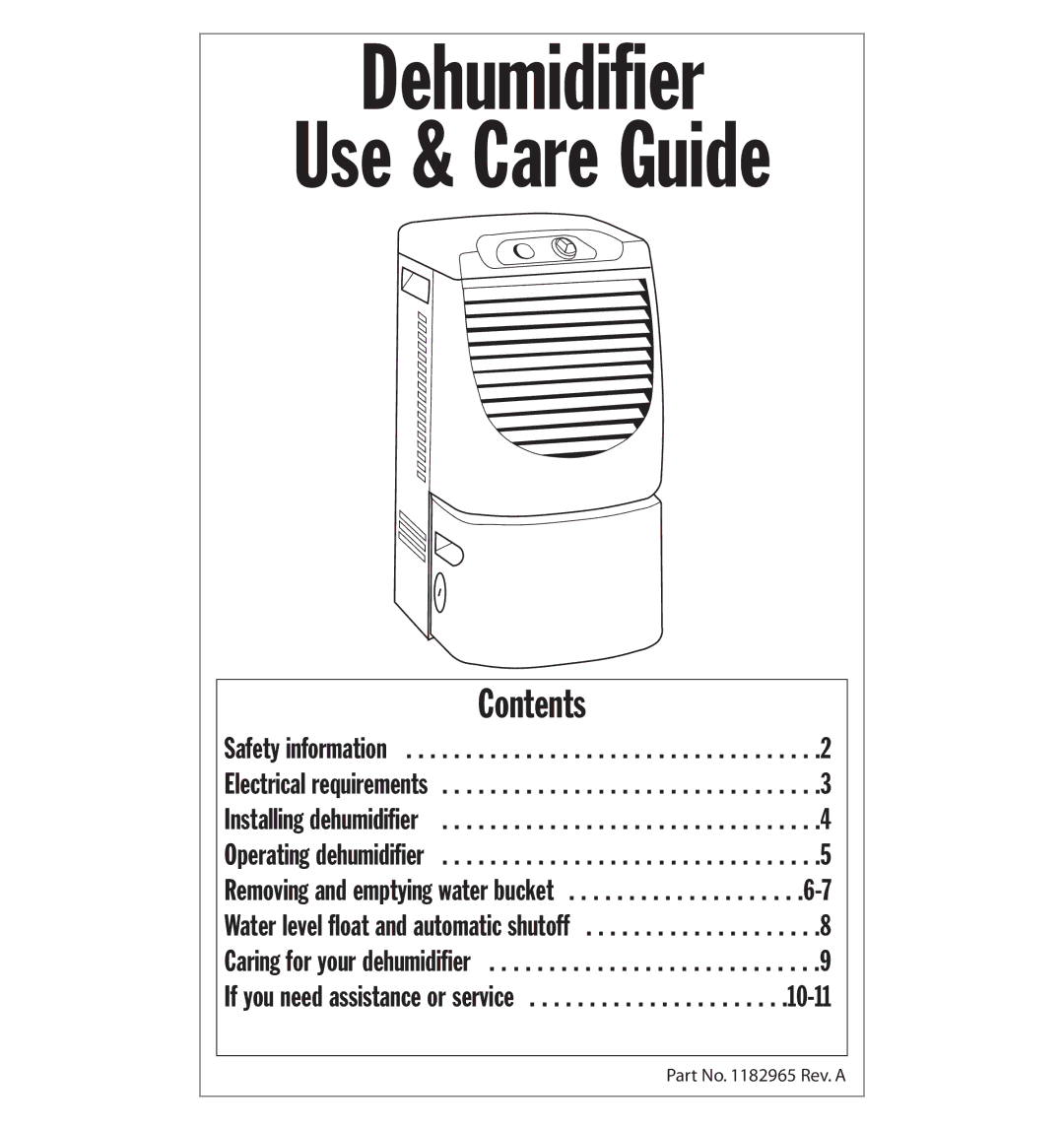 Whirlpool AD25BBK0 manual Dehumidifier Use & Care Guide 