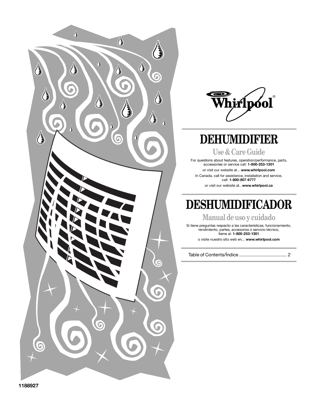 Whirlpool AD35DSS1 manual Dehumidifier, 1188927 