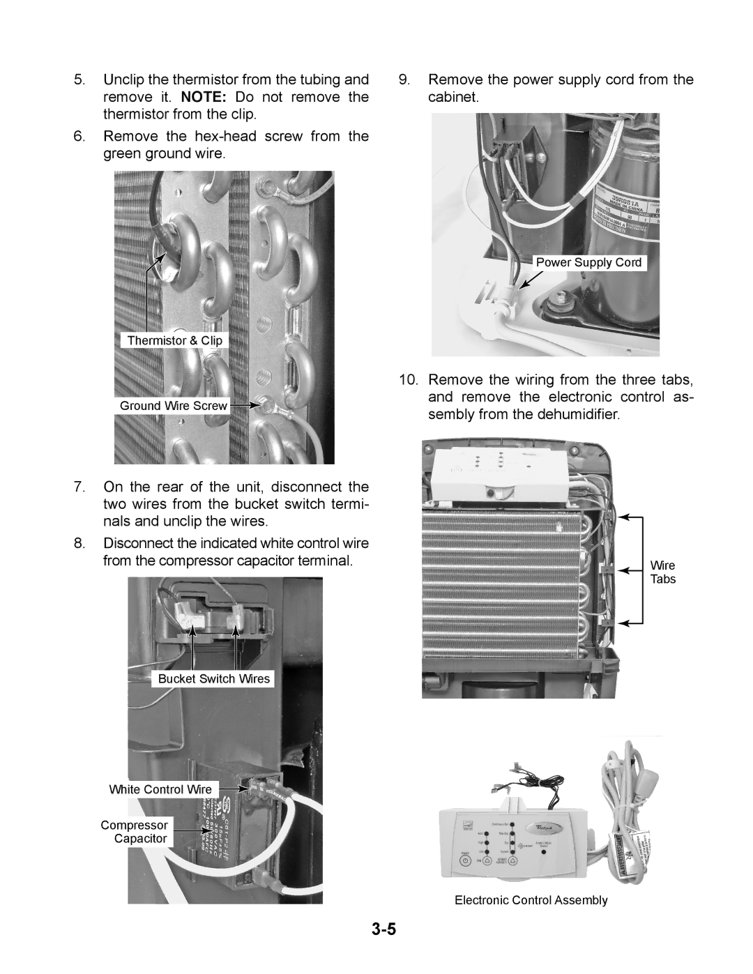 Whirlpool AD35DSS, AD50DSS, AD70USS, AD50USS, AD25BSS, AD35USS manual Thermistor & Clip Ground Wire Screw 