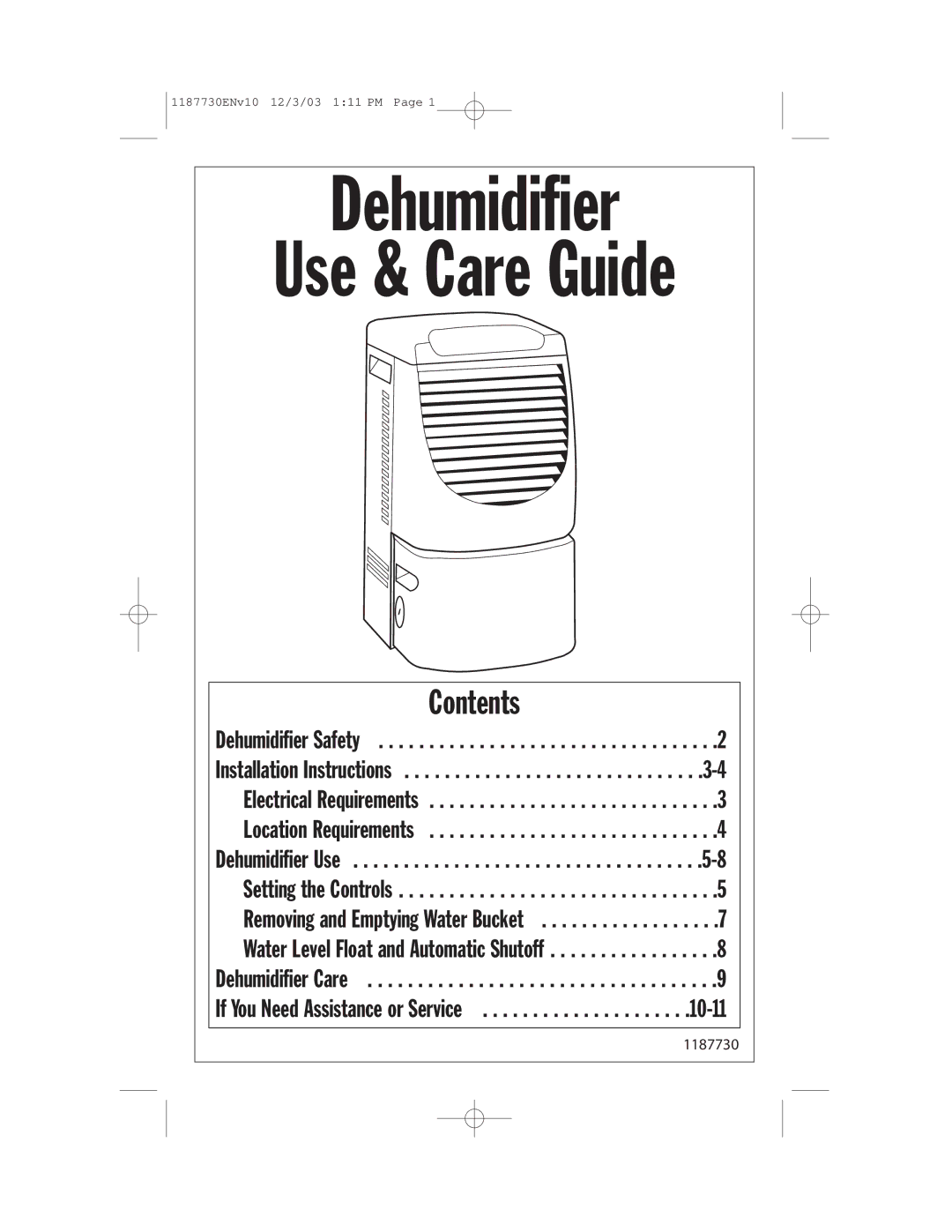 Whirlpool AD65USM2 installation instructions Dehumidifier Use & Care Guide 