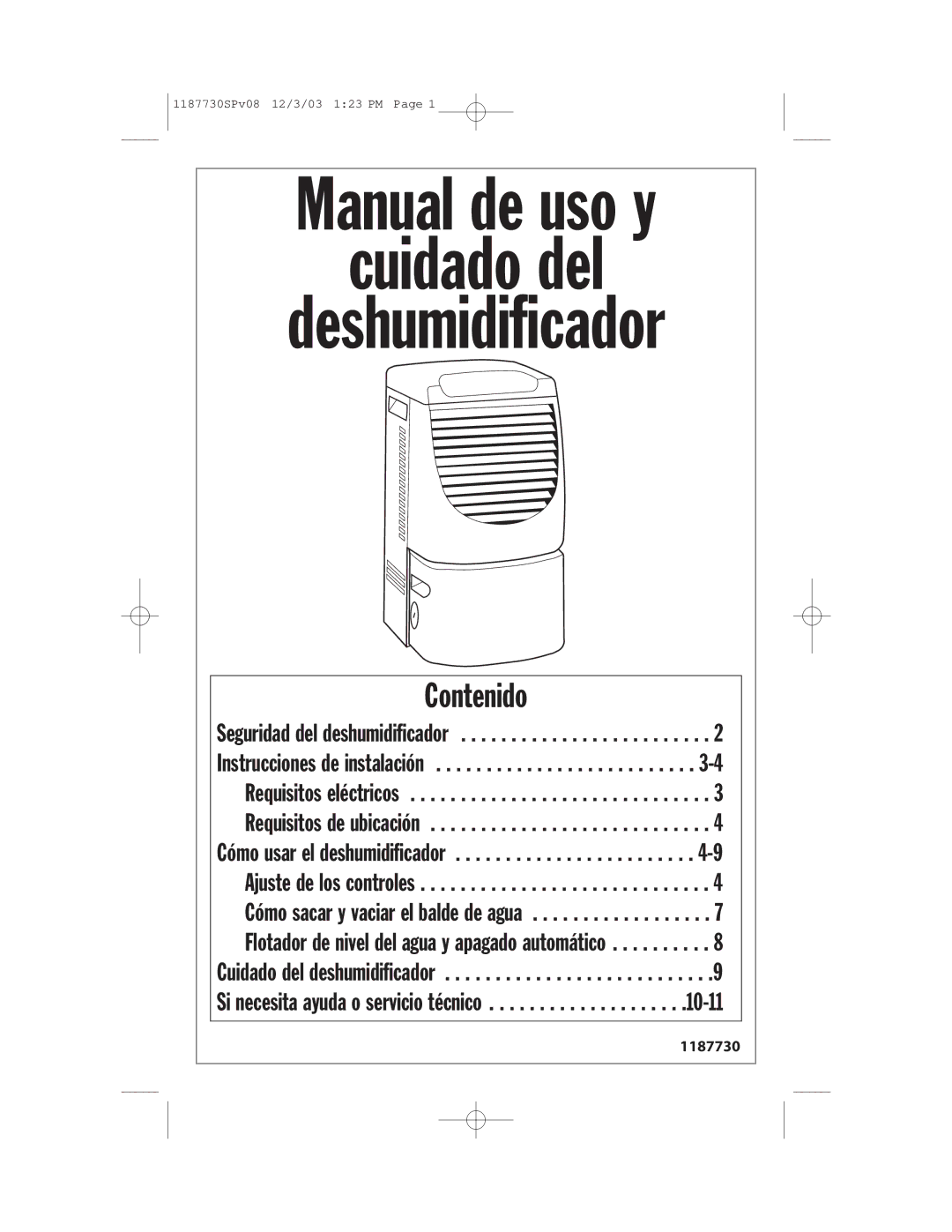 Whirlpool AD65USM2 installation instructions Manual de uso y Cuidado del Deshumidificador 