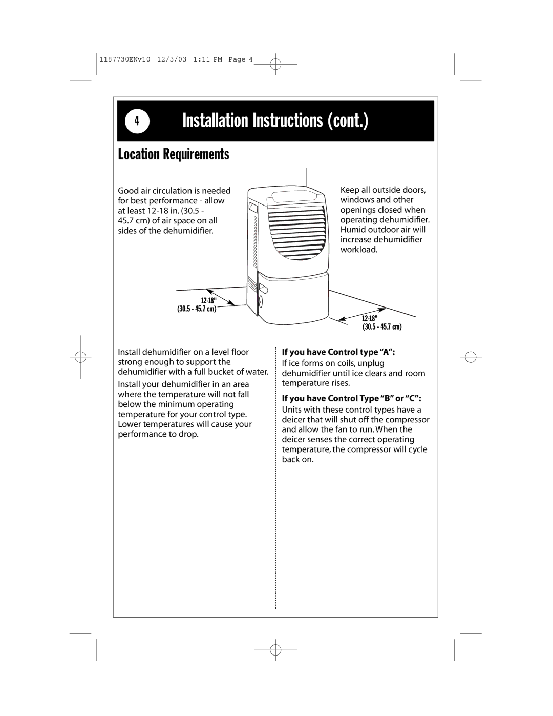 Whirlpool AD65USM2 installation instructions Installation Instructions, Location Requirements 