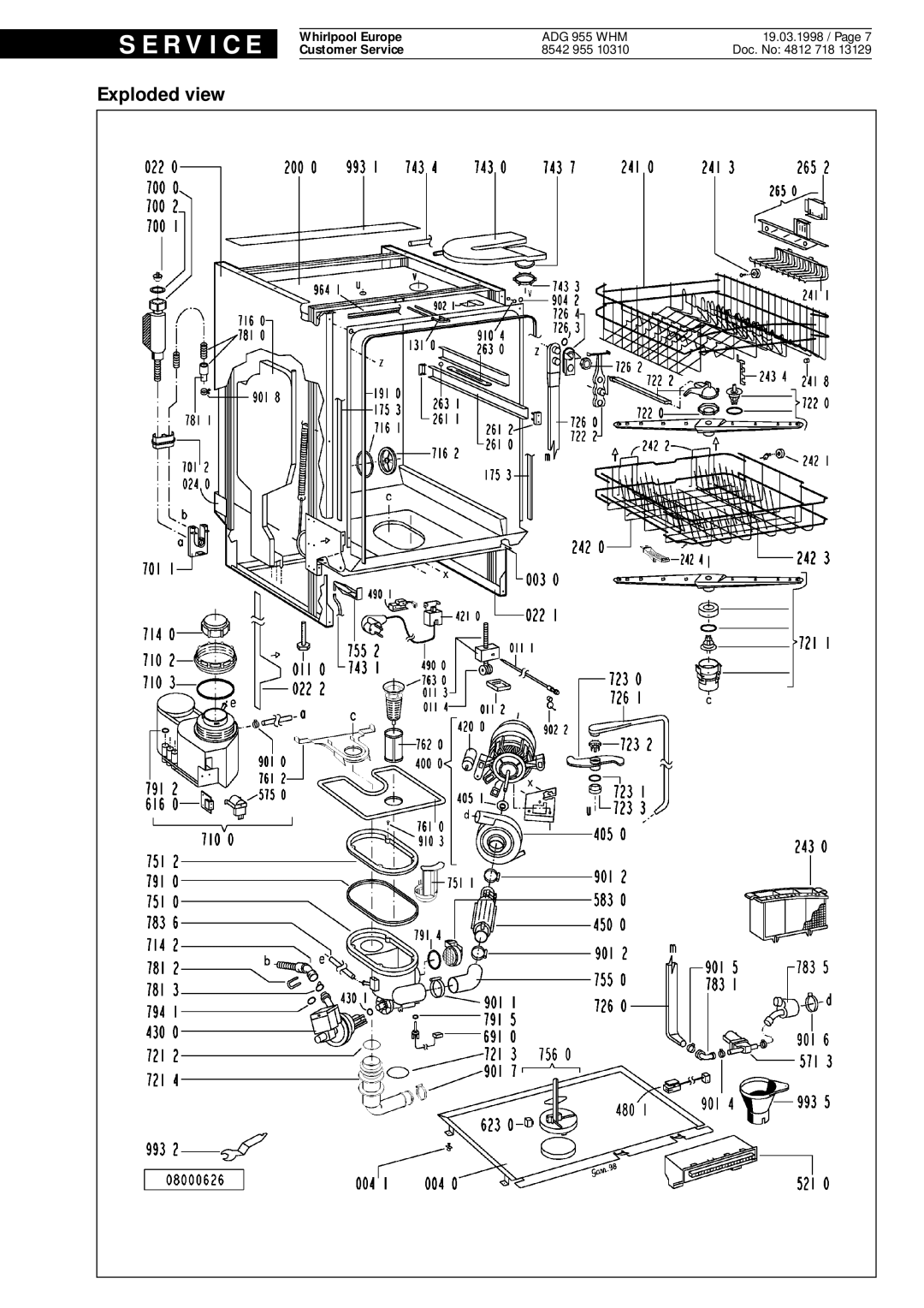 Whirlpool ADG 955 WHM service manual Exploded view 