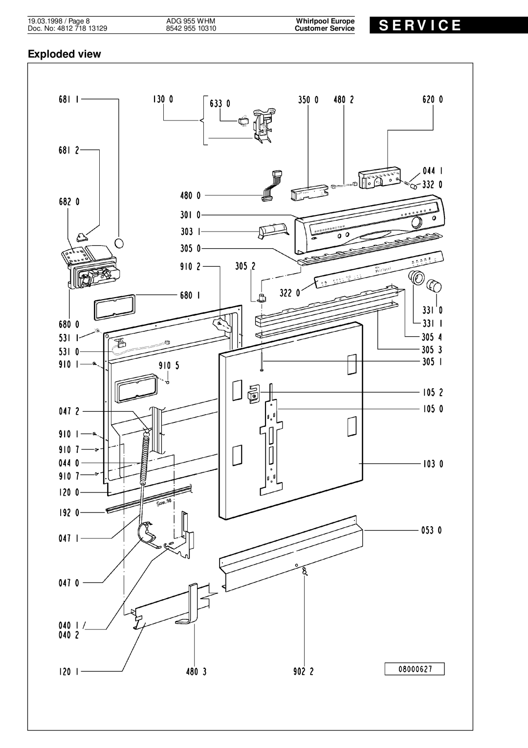 Whirlpool ADG 955 WHM service manual Customer Service 