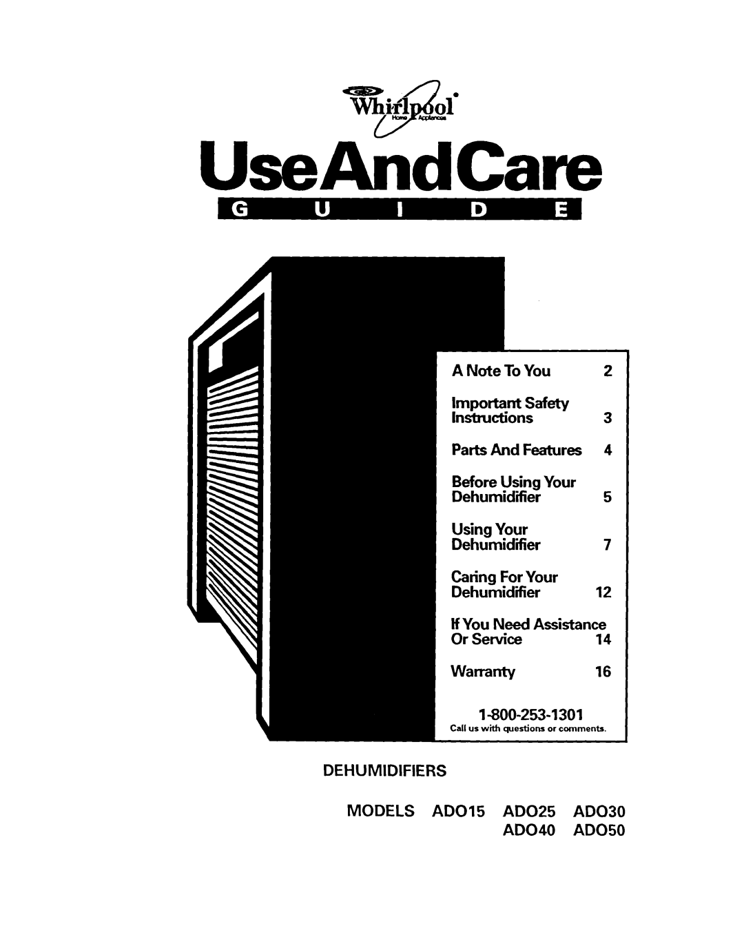 Whirlpool ADO40, ADO15 warranty UseAhdCare 