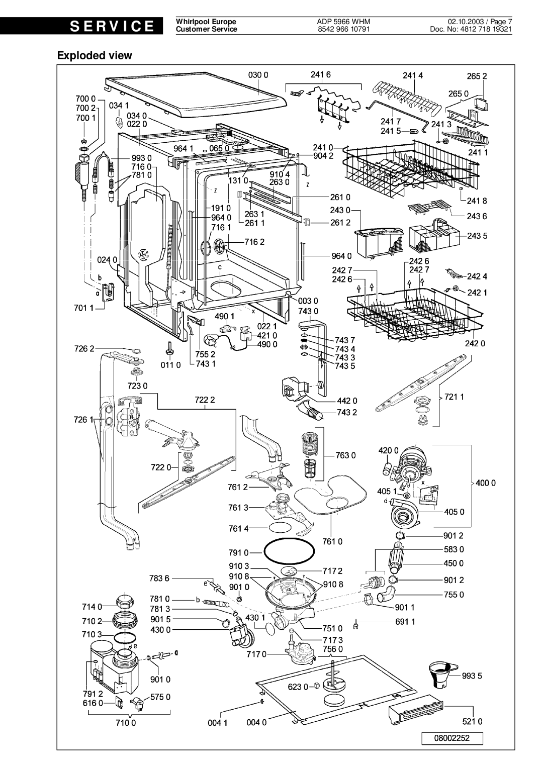 Whirlpool ADP 5966 WHM service manual Exploded view 