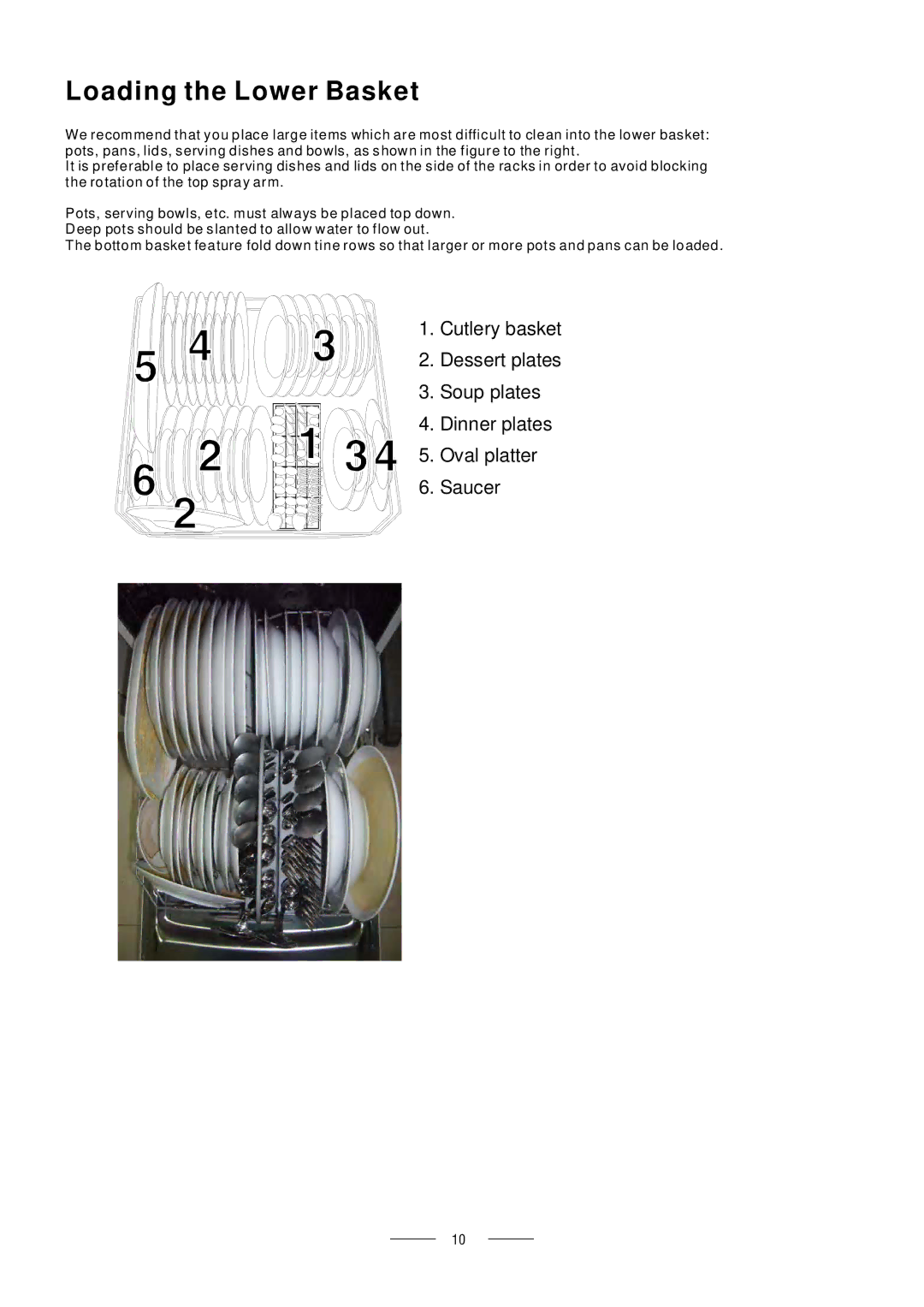 Whirlpool ADP 750 manual Loading the Lower Basket 