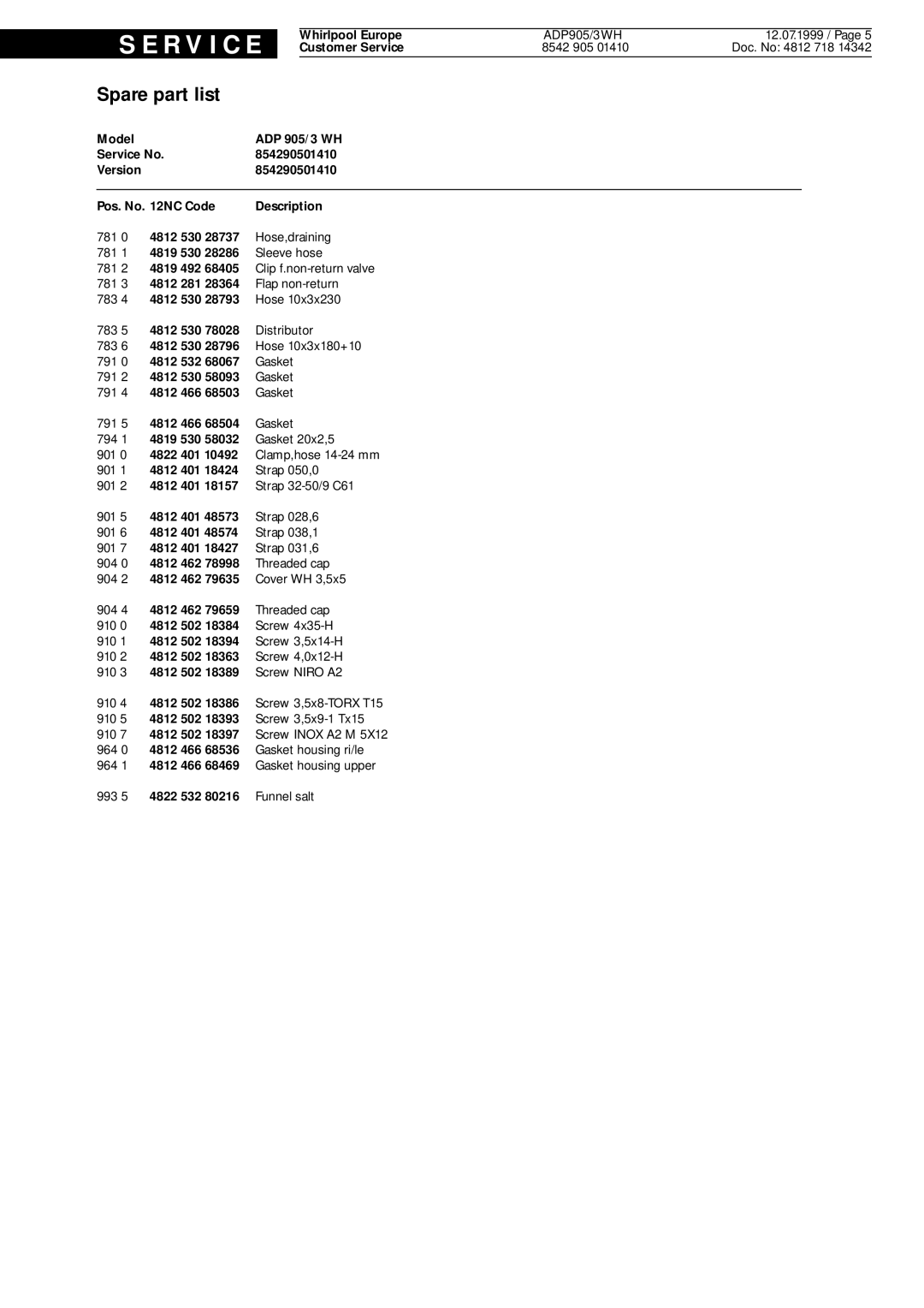 Whirlpool ADP 905/3 WH service manual 4812 532 