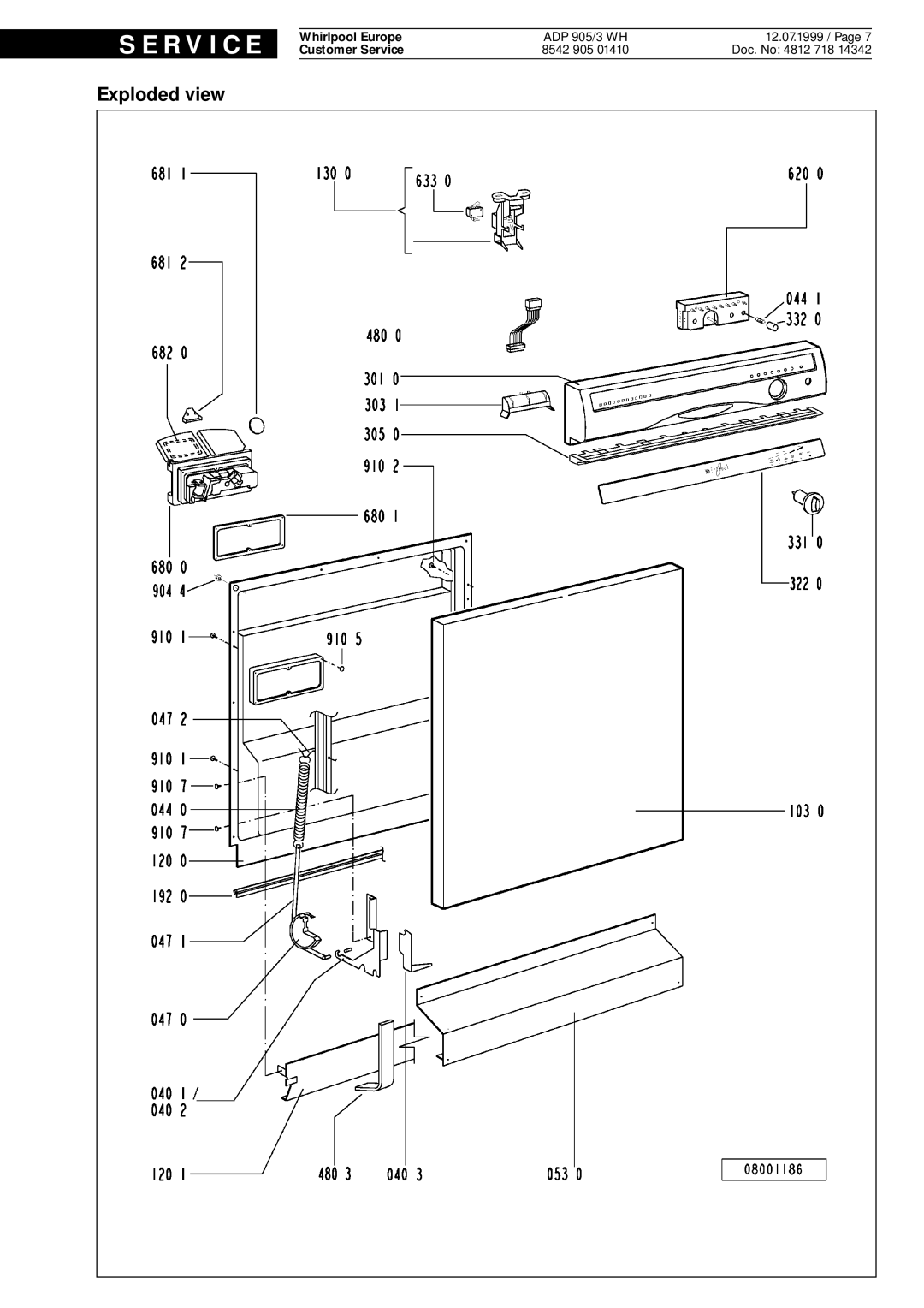 Whirlpool service manual ADP 905/3 WH 12.07.1999 