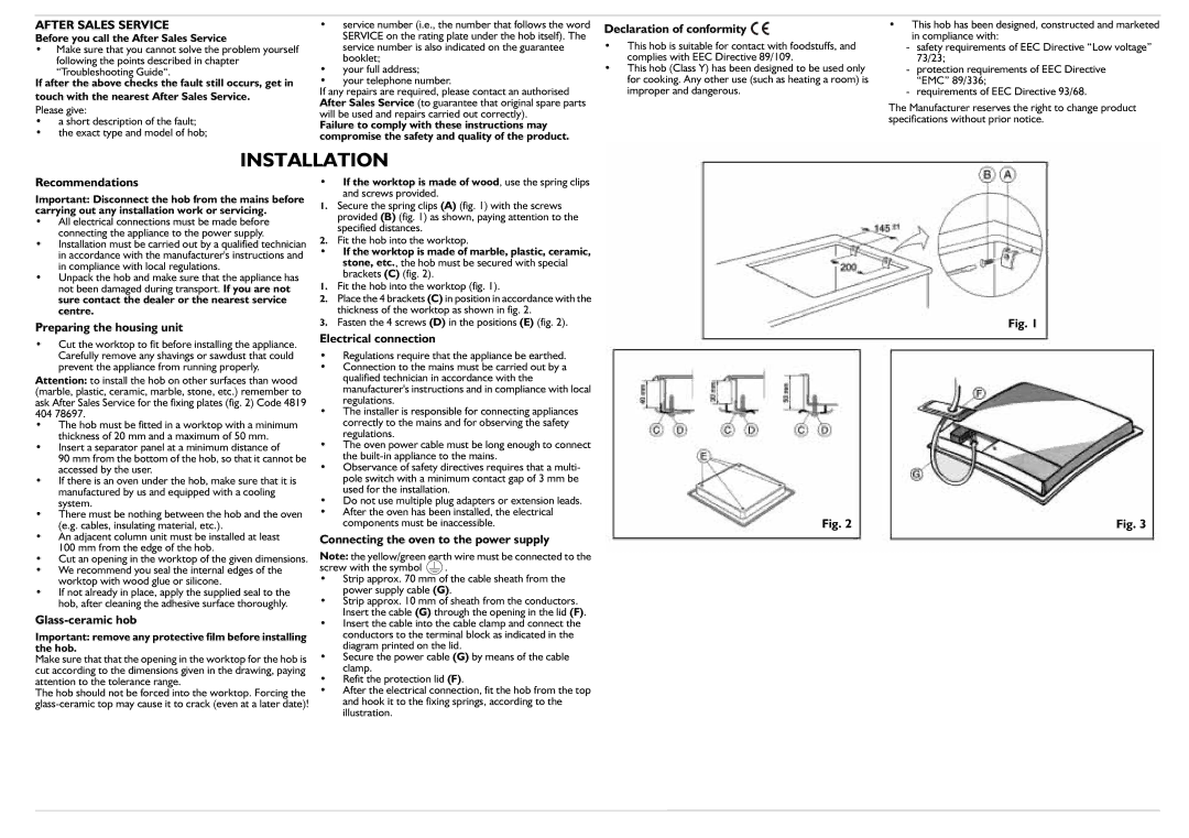 Whirlpool AKM 613 dimensions After Sales Service 