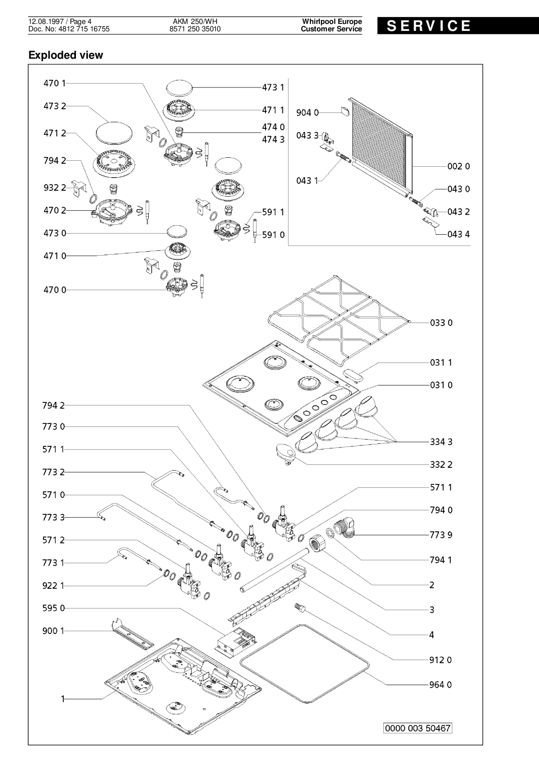 Whirlpool AKM 250 WH service manual Exploded view 