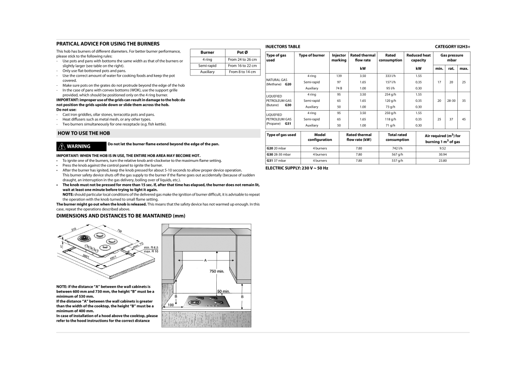 Whirlpool AKT 466 important safety instructions Pratical Advice for Using the Burners, HOW to USE the HOB 