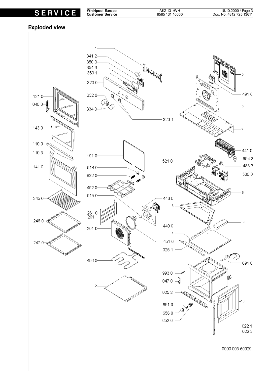 Whirlpool AKZ 131 WH service manual Exploded view 