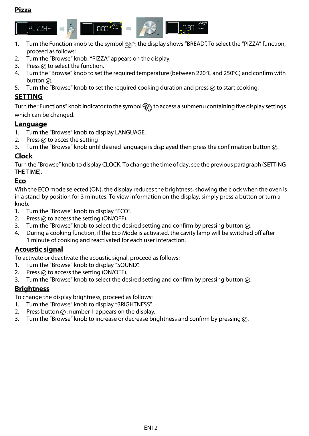 Whirlpool AKZM 654 manual Setting 