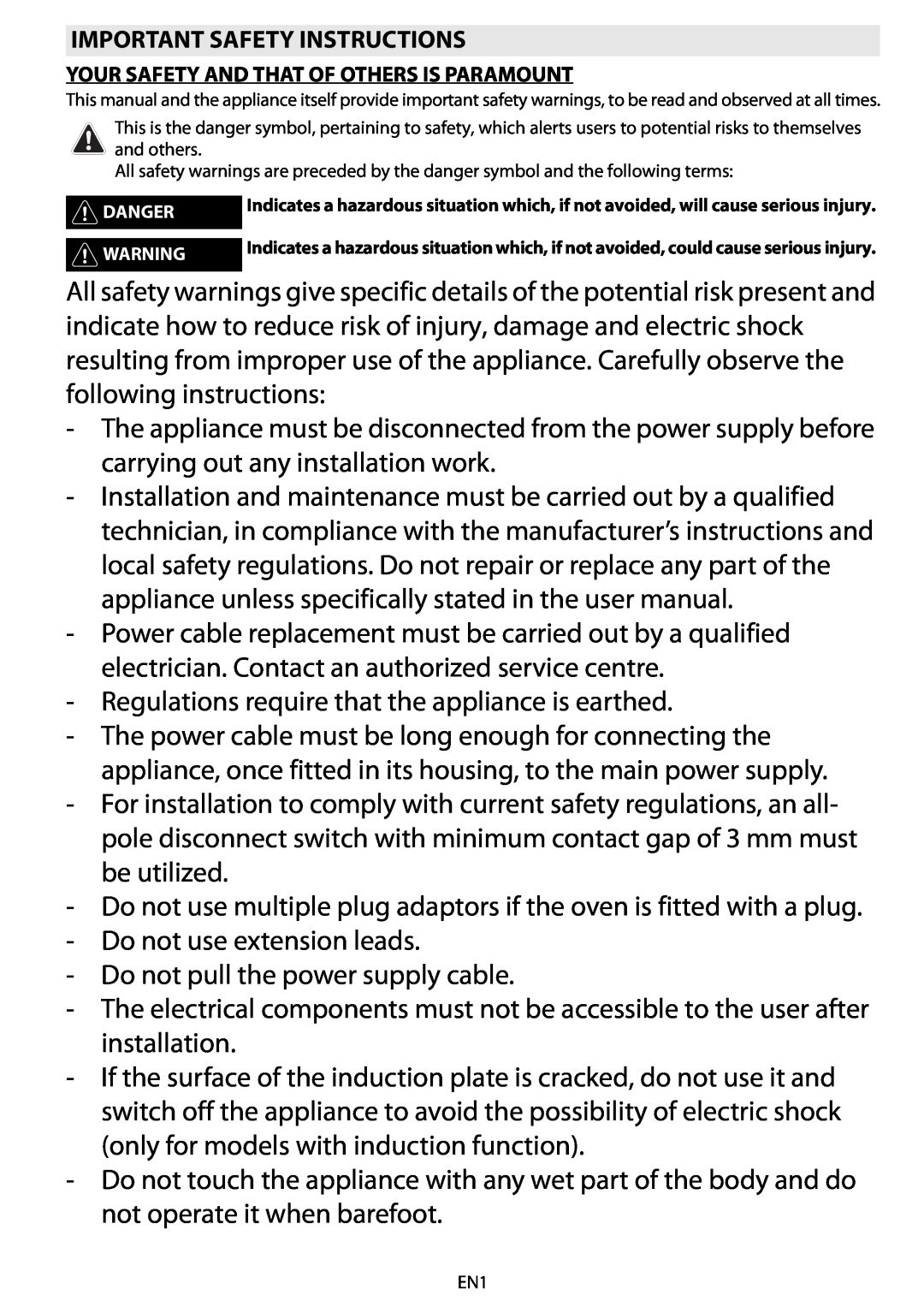 Whirlpool AKZM 654 manual Regulations require that the appliance is earthed 