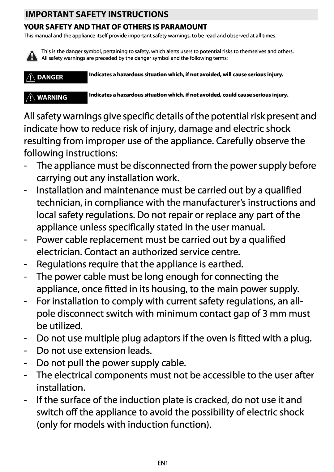 Whirlpool AKZM 6560 manual Regulations require that the appliance is earthed 