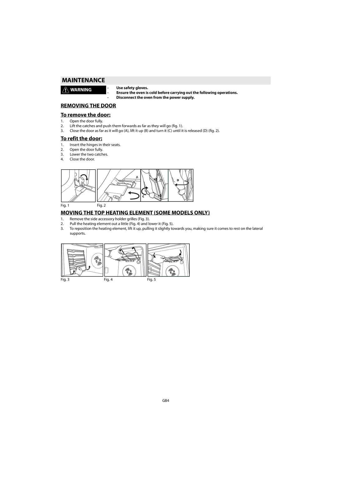 Whirlpool AKZM 656 manual Maintenance, Removing the Door, To remove the door, To refit the door 