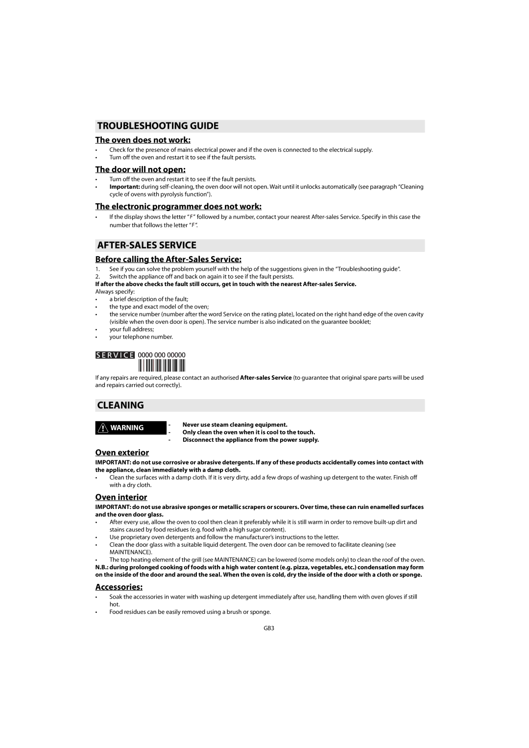 Whirlpool AKZM 755 manuel dutilisation Troubleshooting Guide, AFTER-SALES Service, Cleaning 