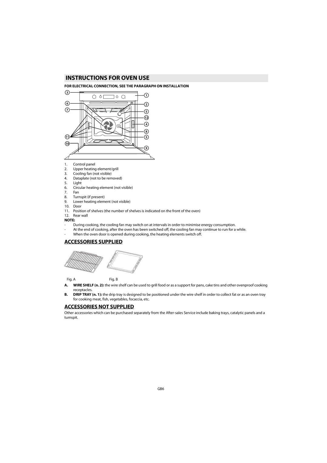 Whirlpool AKZM 755 manuel dutilisation Instructions for Oven USE, Accessories Supplied, Accessories not Supplied 