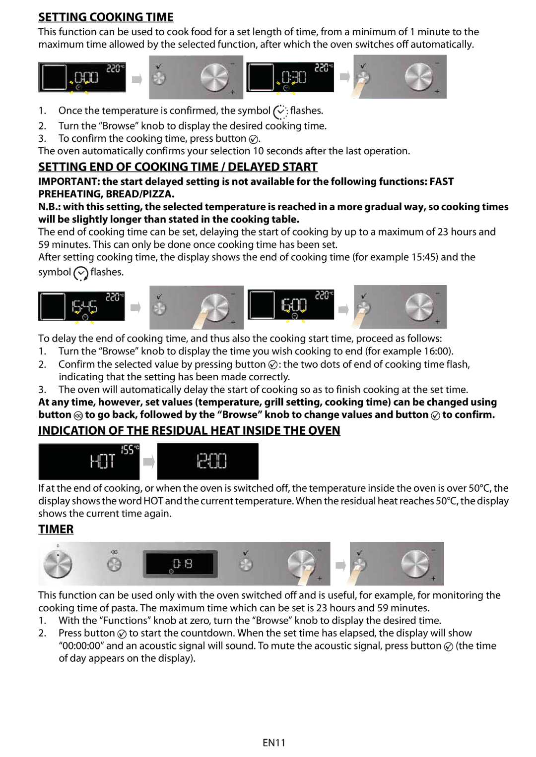 Whirlpool AKZM 755 manuel dutilisation Setting Cooking Time, Setting END of Cooking Time / Delayed Start, Timer 