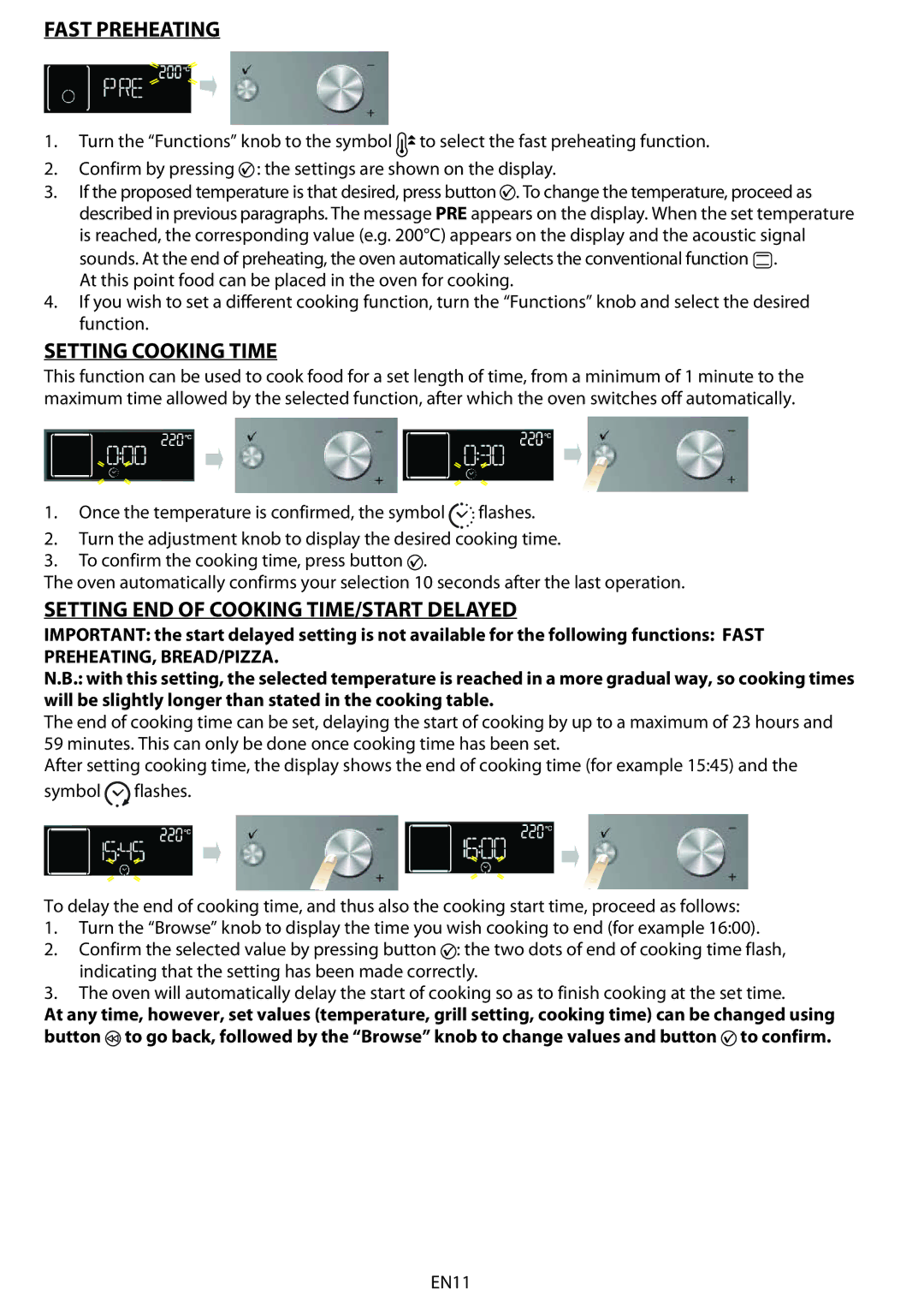 Whirlpool AKZM 775 manual Fast Preheating, Setting Cooking Time, Setting END of Cooking TIME/START Delayed 