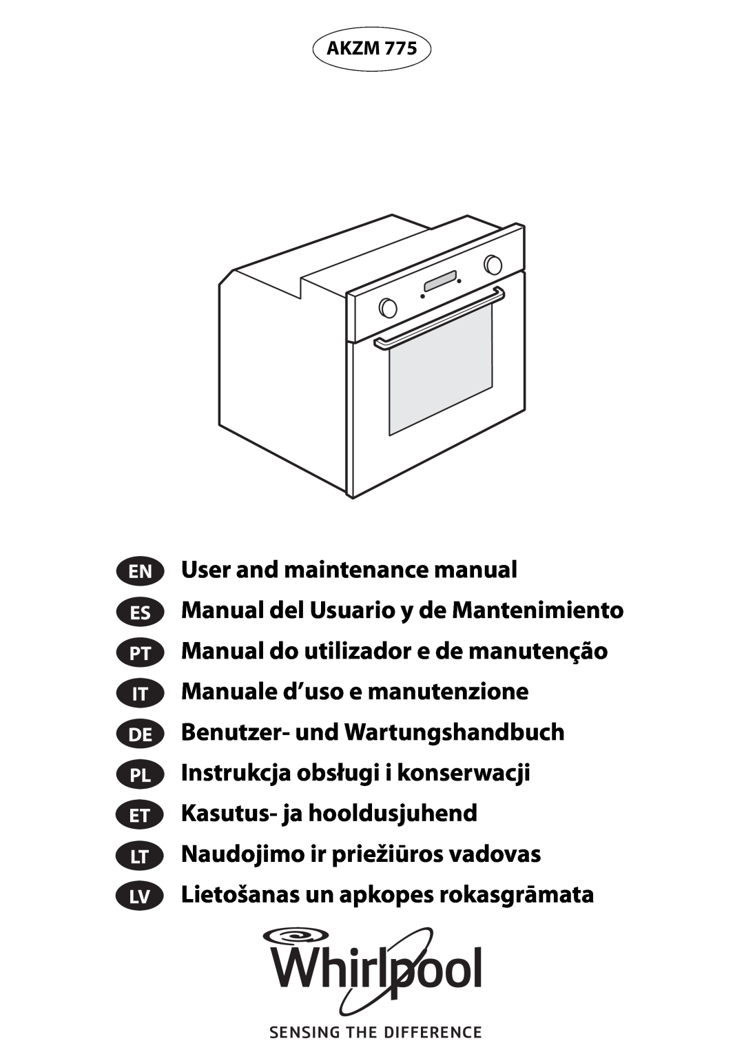 Whirlpool AKZM 775 manual do utilizador User and maintenance manual, Akzm, En It 