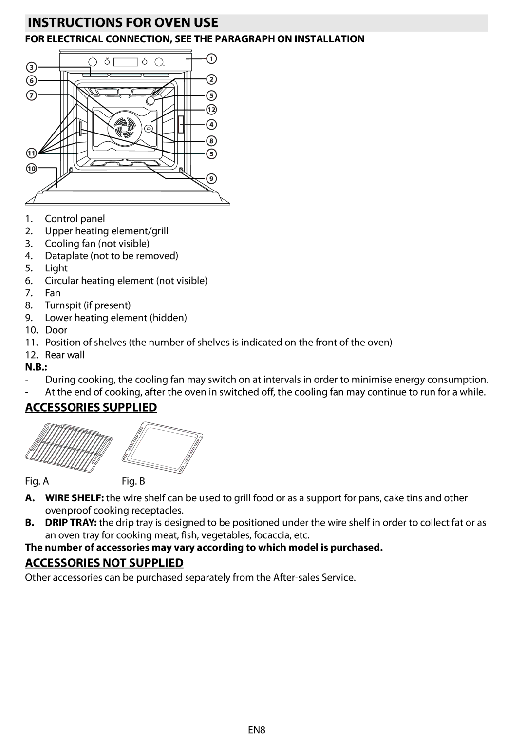 Whirlpool AKZM 778 manuel dutilisation Instructions for Oven USE, Accessories Supplied, Accessories not Supplied 