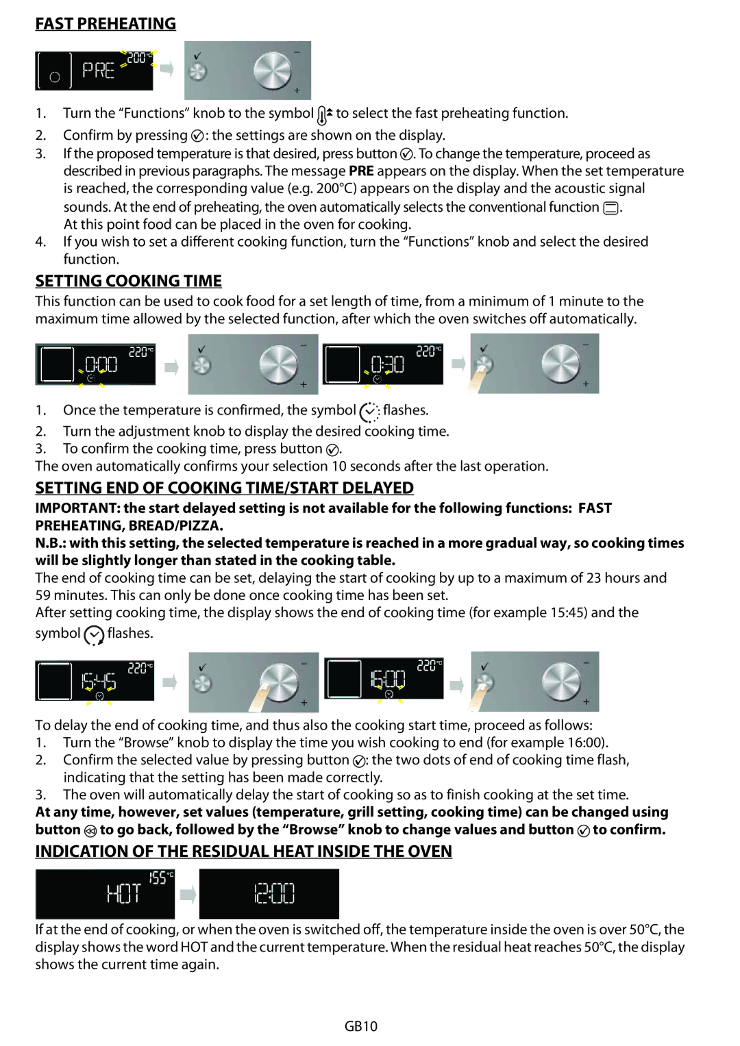 Whirlpool AKZM 788 manual Fast Preheating, Setting Cooking Time, Setting END of Cooking TIME/START Delayed 