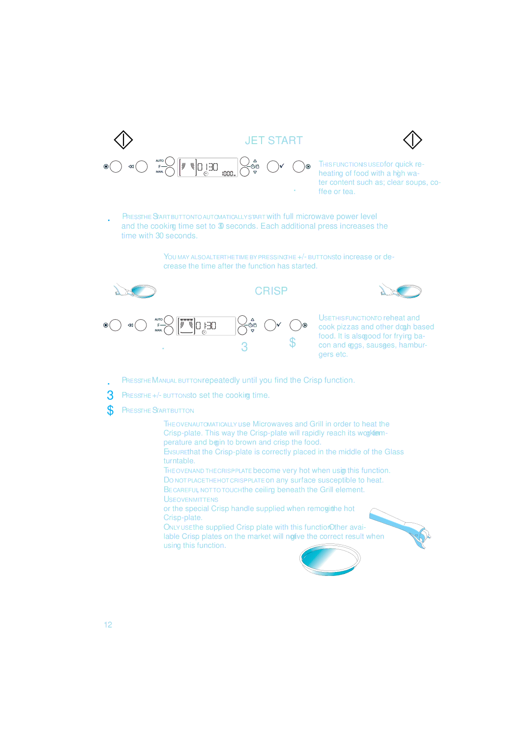 Whirlpool AMW 743, AMW 733, AMW 737, AMW 732, AMW 735, AMW 742 quick start JET Start, Crisp 