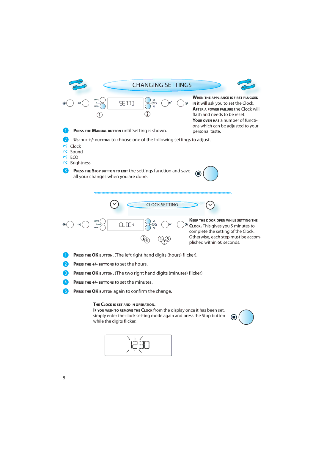 Whirlpool AMW 737, AMW 743, AMW 733, AMW 732, AMW 735 Changing Settings,  P Ress the M Anual Button until Setting is shown 