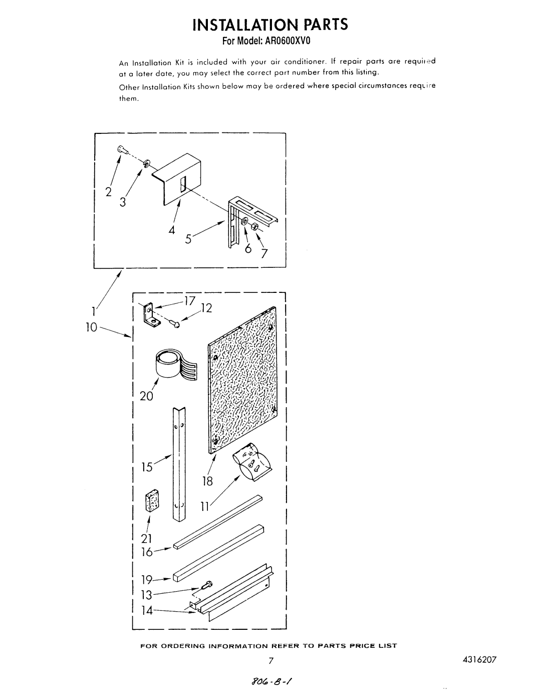 Whirlpool AR0600XV0 manual 