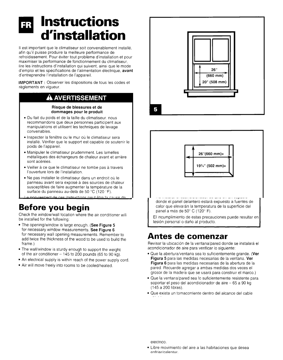 Whirlpool AR1800XA0 manual ’installationInstructions, Avant de commencer 