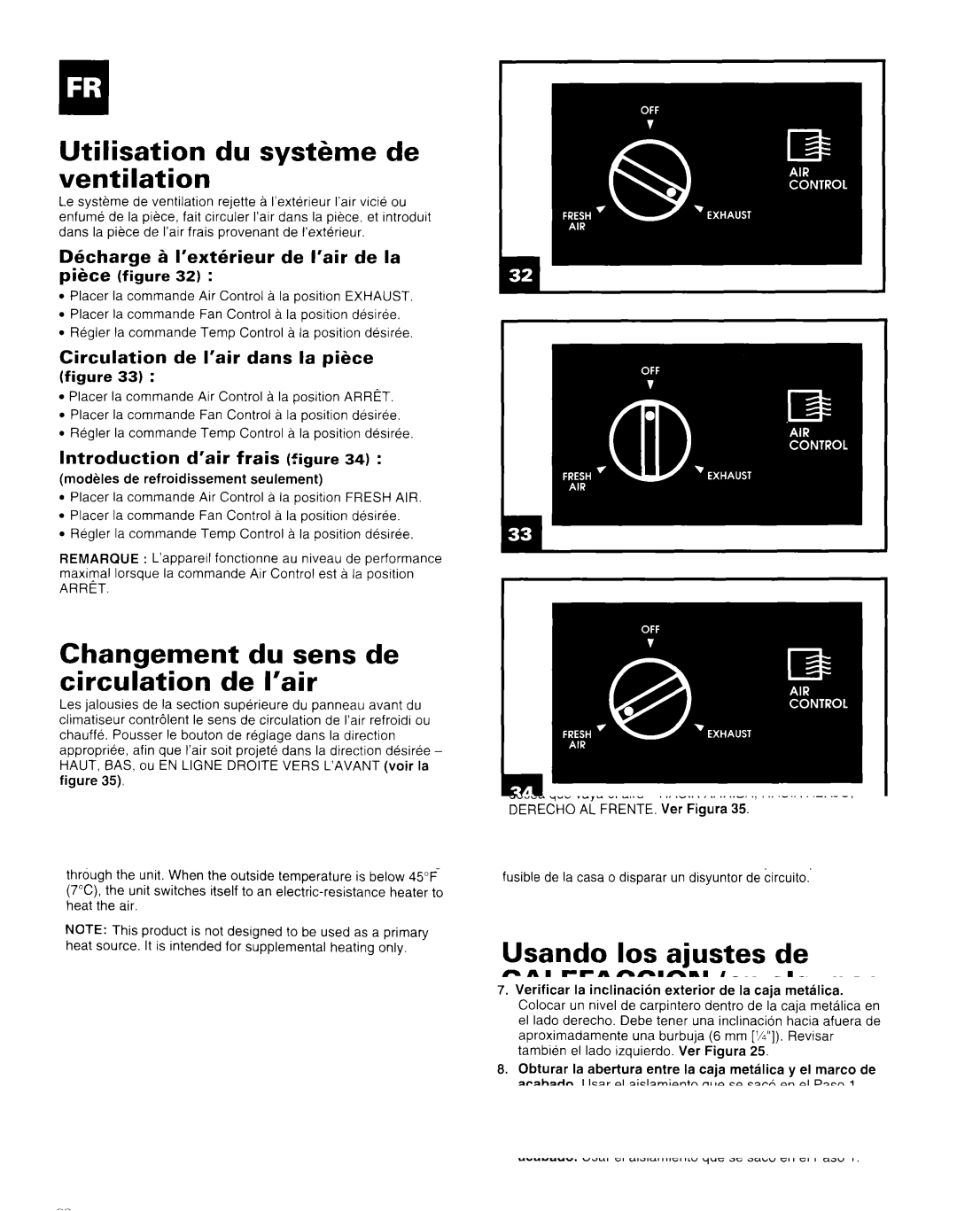 Whirlpool AR1800XA0 manual Utilisation du syst&me de ventilation, Chanaement du sens de Circubtion de I’air, Arret 