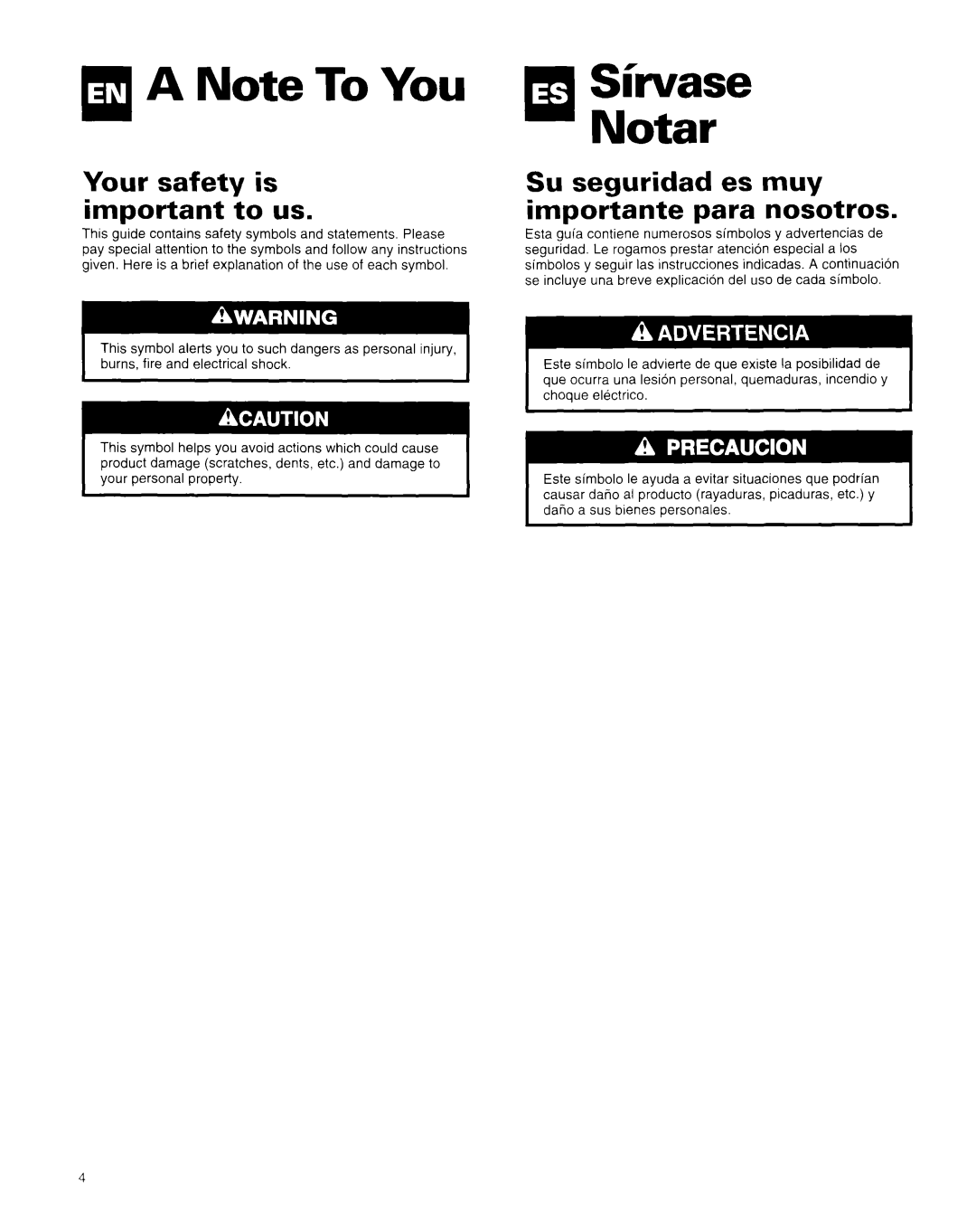 Whirlpool AR1800XA0 manual SiiaseNotar, Your safety is Important to us, Su seguridad es muy Importante para nosotros 