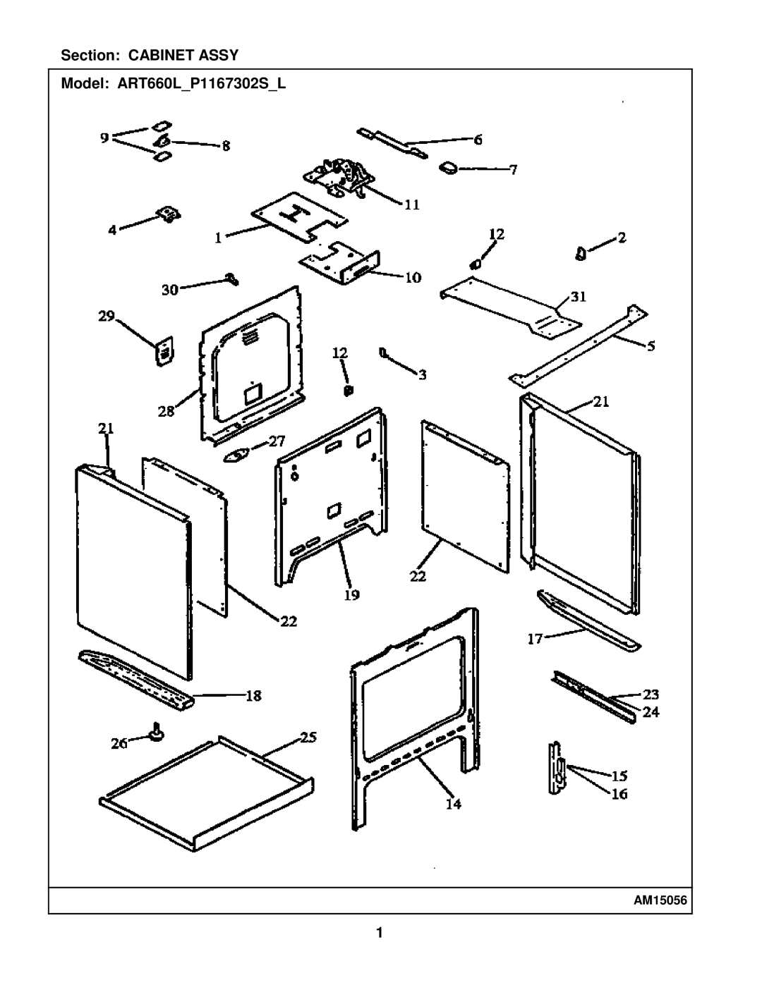 Whirlpool manual Section Cabinet Assy Model ART660LP1167302SL 