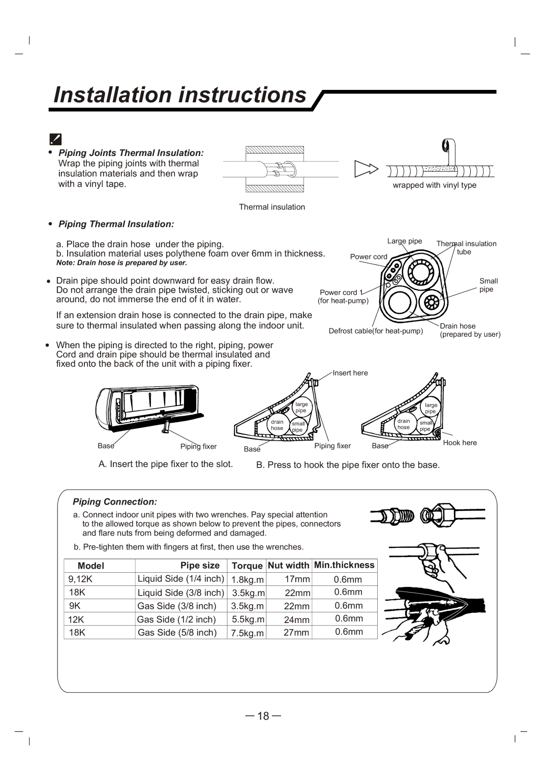 Whirlpool AS12 manual Piping Joints Thermal Insulation, Piping Thermal Insulation, Piping Connection 