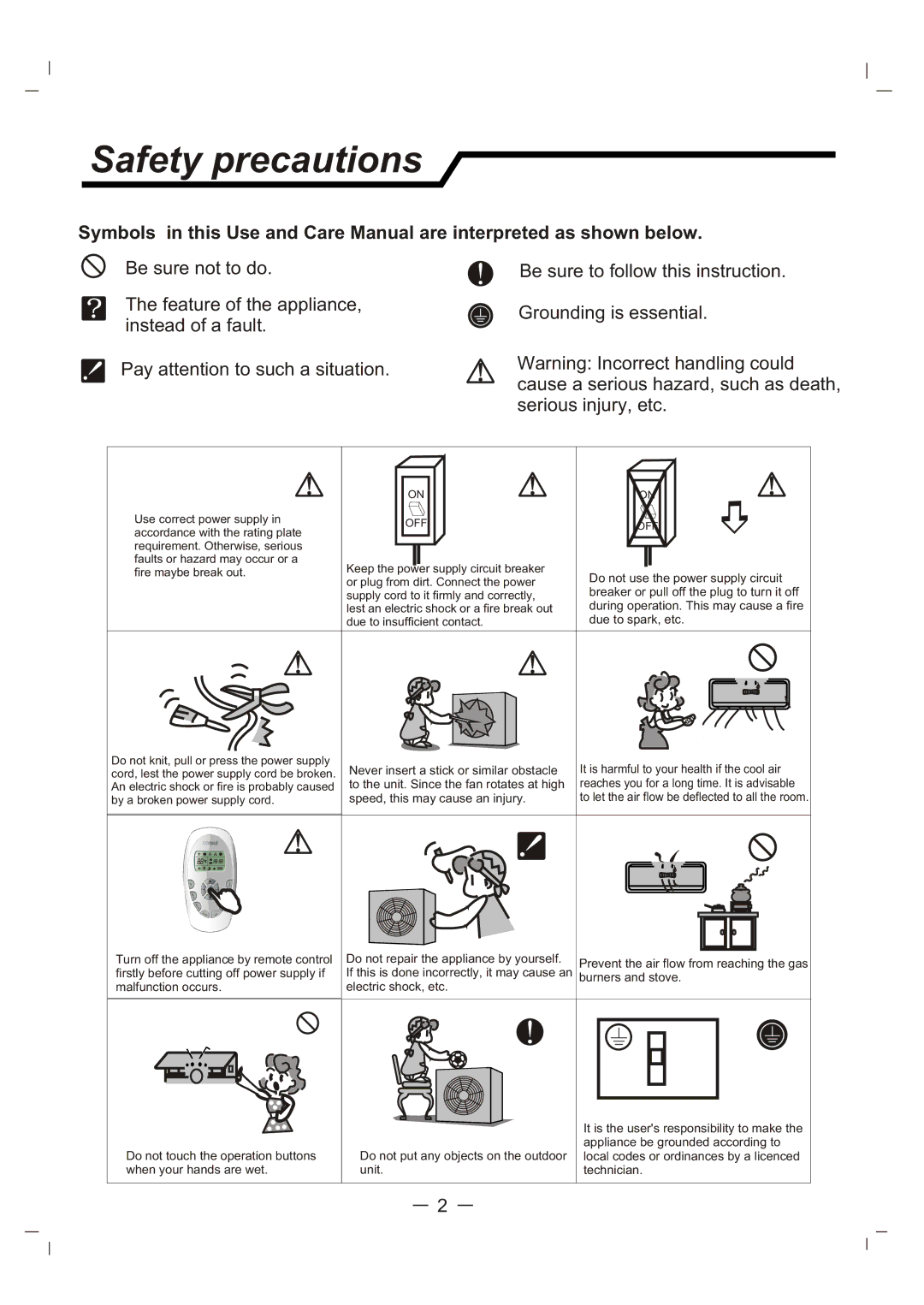 Whirlpool AS12 manual Safety precautions, Off 